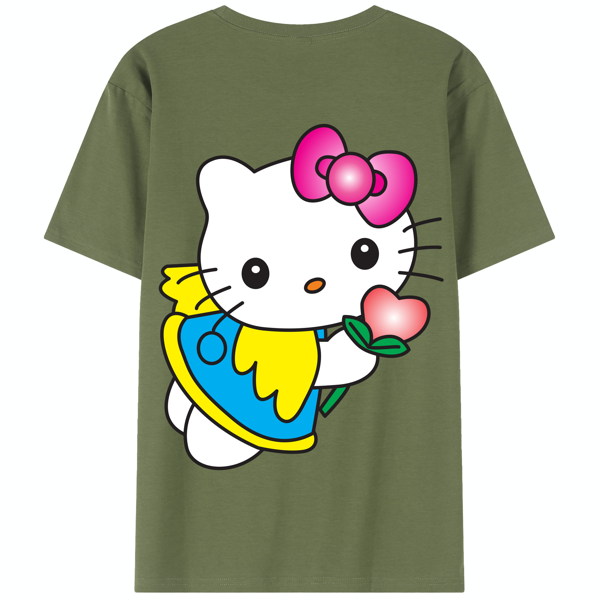 （画像用） Hello Kitty ハローキティ 綿100％半袖Tシャツ（背面プリント）